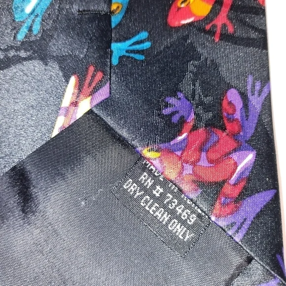 Addiction frog notif neck tie black background re green and blue - Picture 3 of 4